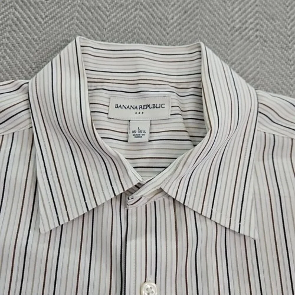 Banana Republic Button Up Shirt Men's Large Striped‎ Cotton Long Sleeve Workwear